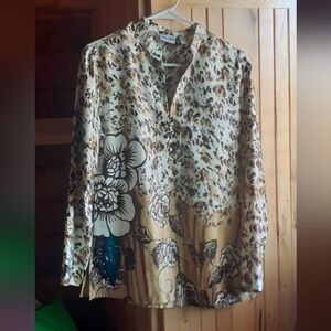 Chico's Leopard and Floral Print Blouse